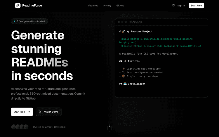 ReadmeForge — AI Docs Generator